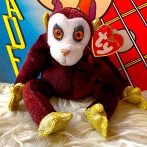 Ty Beanie Babies Monkey Burgundy Gold White MUST BE BUNDLED